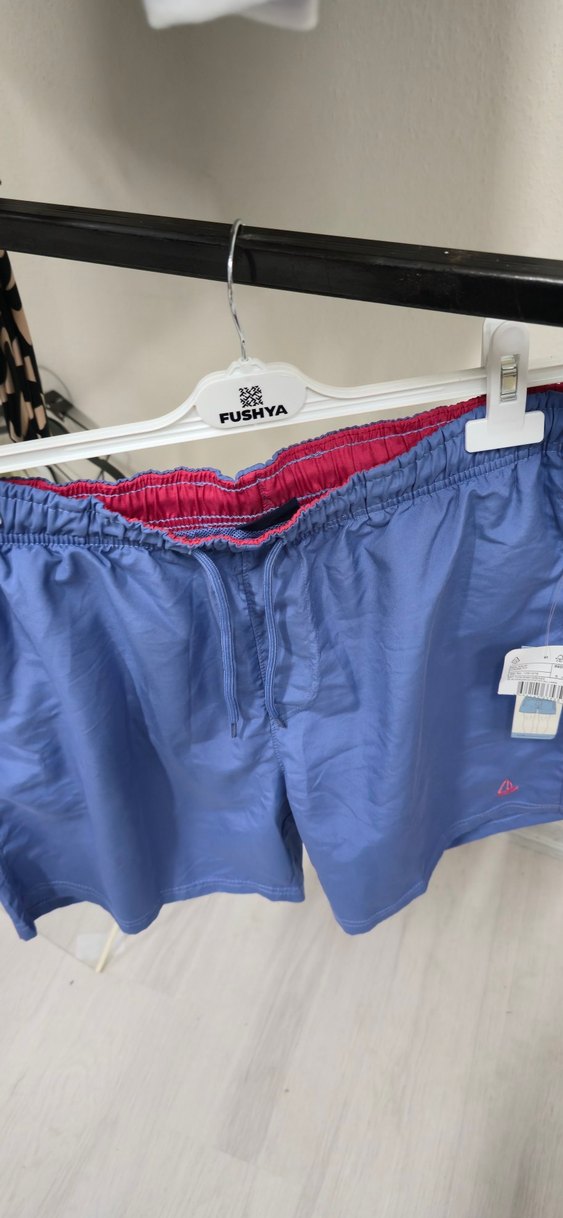 Erkek Mavi Rahat Kesim Mini Şort - Görsel 4