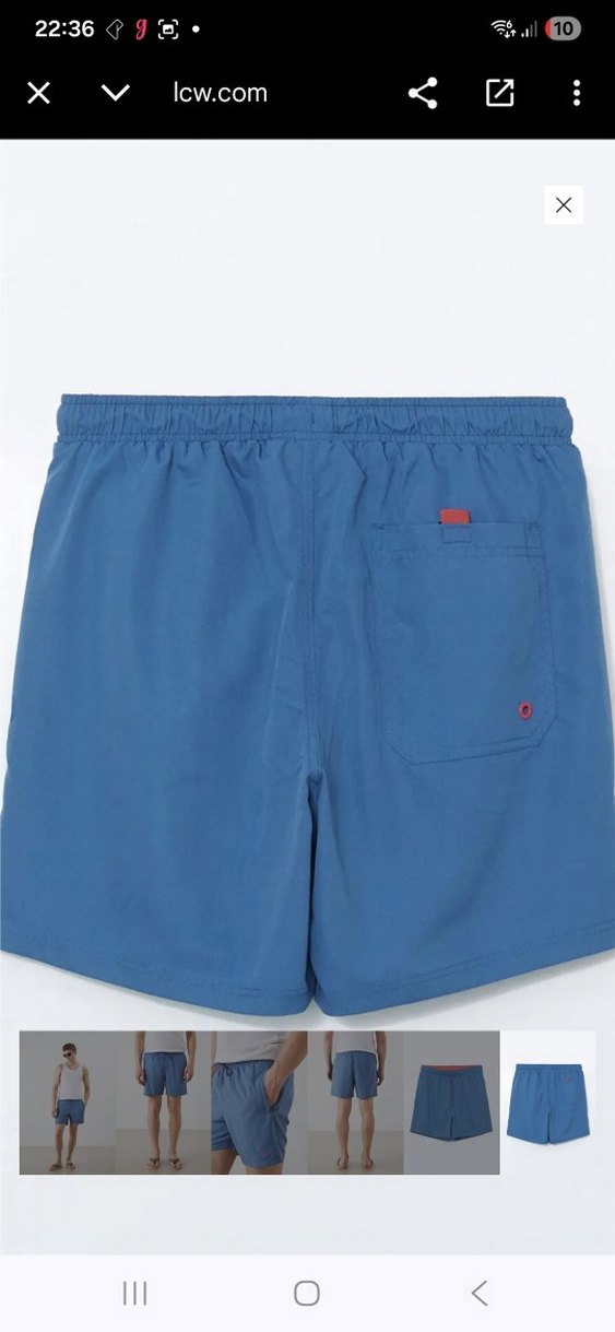 Erkek Mavi Rahat Kesim Mini Şort - Görsel 2