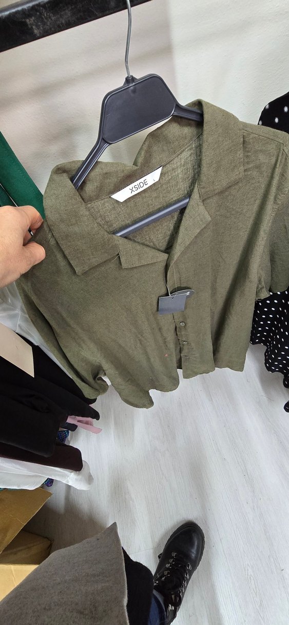 XSIDE Yeşil Kısa Kollu Regular Fit Erkek Gömlek - Görsel 3