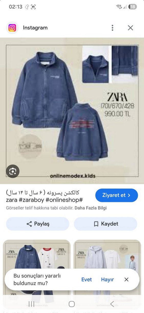Zara Erkek Çocuk Fermuarlı Sweatshirt - Görsel 2