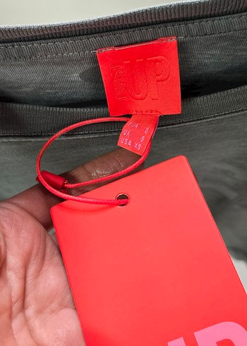 Gri Crop Top Kısa Kollu Süet Kumaş - Görsel 3