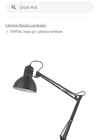 ıkea koyu gri çalışma lambası