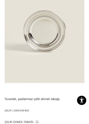 Paslanmaz Çelik Yuvarlak Ekmek Tabağı