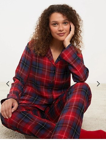 lcw Kırmızı Oduncu Desenli Kadın Pijama Takımı