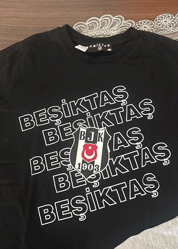 Siyah Beşiktaş Baskılı Erkek Tişört