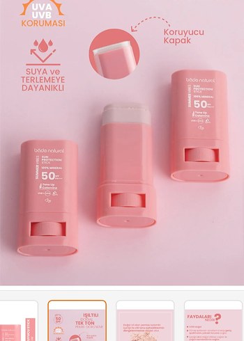 Beden Renk Bade Natural SPF 50 Mineral Güneş Koruyucu Stick