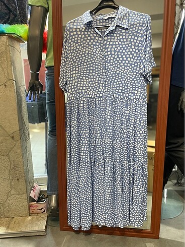 Zara Bayan beli kordonlu kısa kollu elbise