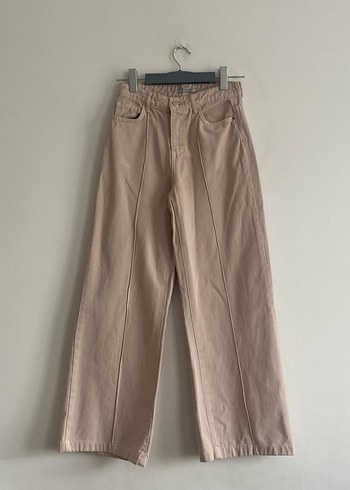 Bej Regular Fit Keten Midi Pantolon