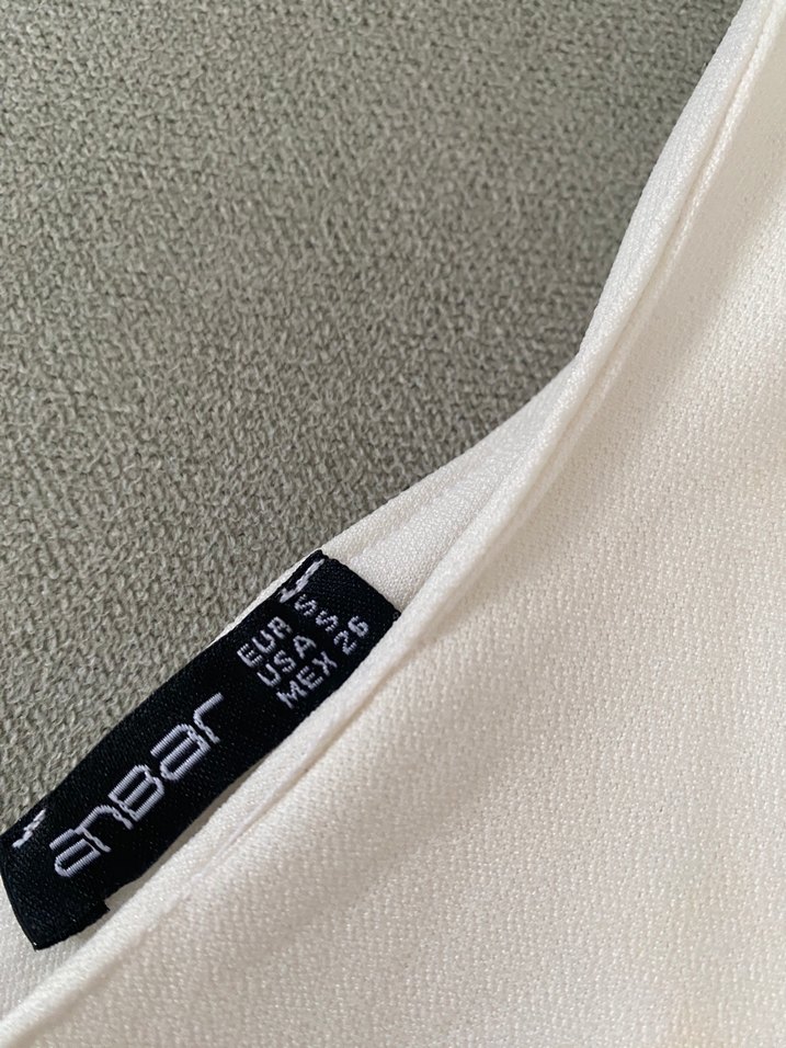 V Yaka Drapeli Beyaz Kadın Bluz - Görsel 3