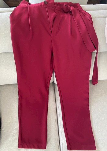 Bordo Düğmeli Kadın Midi Pantolon - Görsel 5