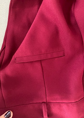 Bordo Düğmeli Kadın Midi Pantolon - Görsel 3