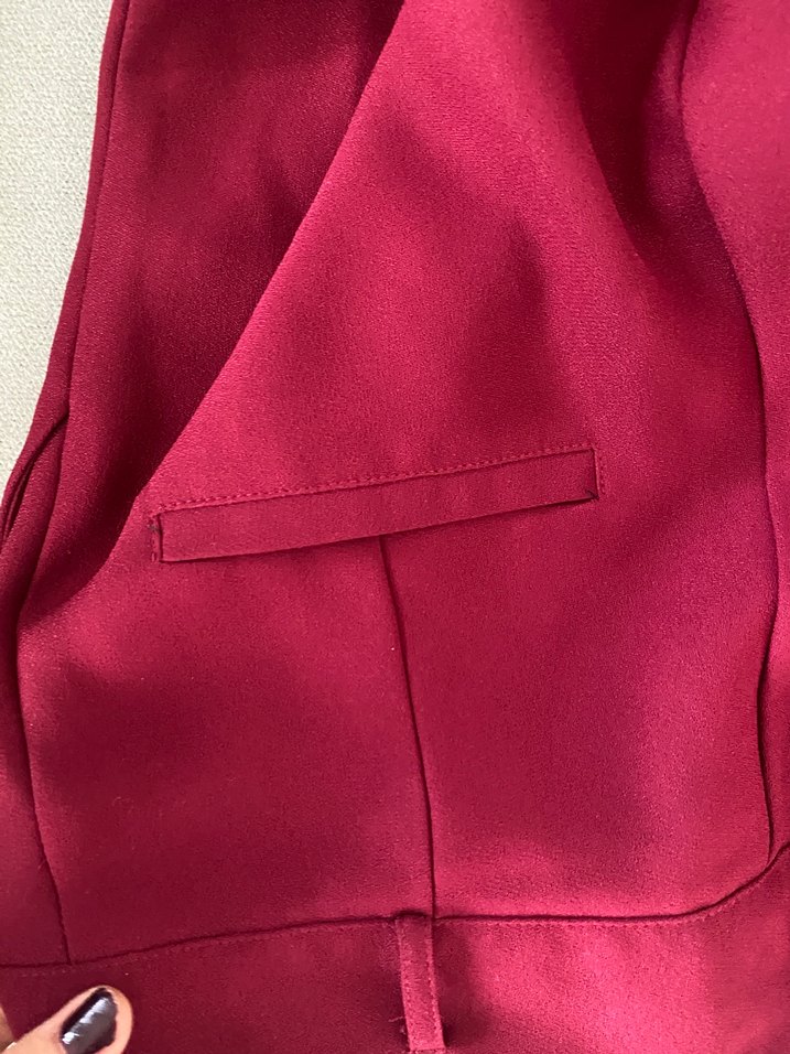 Bordo Düğmeli Kadın Midi Pantolon - Görsel 3