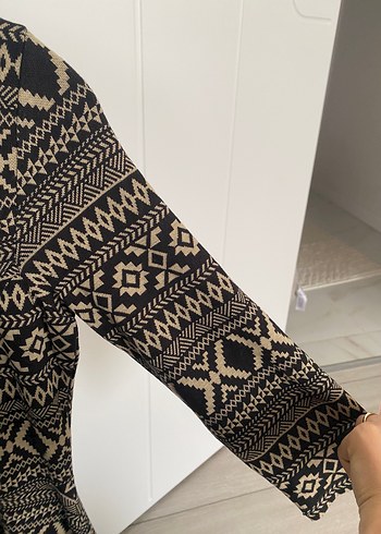 Bohem Desenli Triko Midi Elbise - Görsel 4