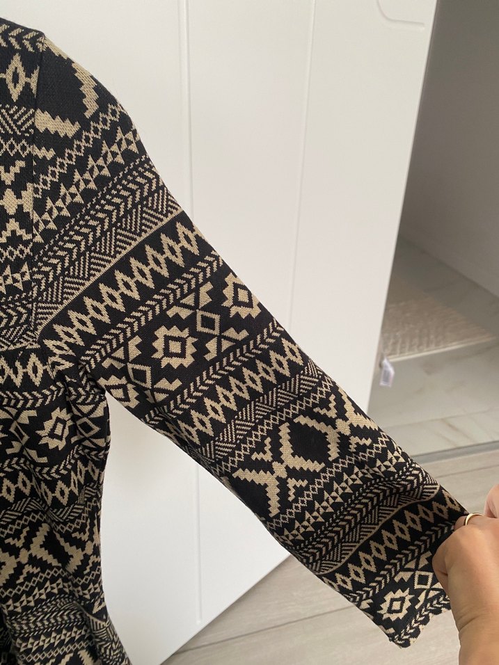 Bohem Desenli Triko Midi Elbise - Görsel 4