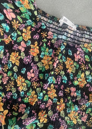 Çiçek Desenli Bohem Kısa Kollu Bluz - Görsel 4