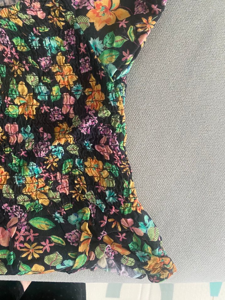 Çiçek Desenli Bohem Kısa Kollu Bluz - Görsel 5