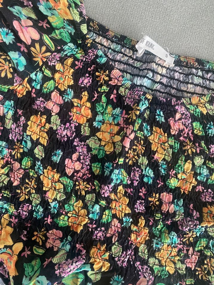 Çiçek Desenli Bohem Kısa Kollu Bluz - Görsel 4