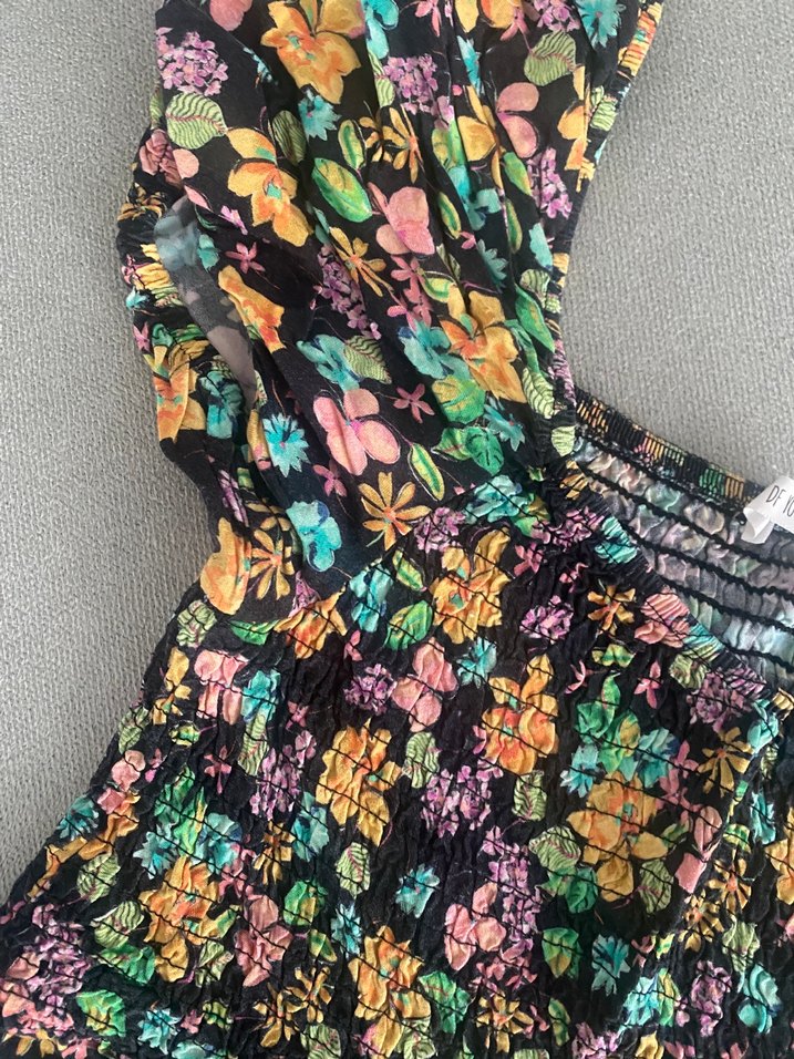 Çiçek Desenli Bohem Kısa Kollu Bluz - Görsel 3