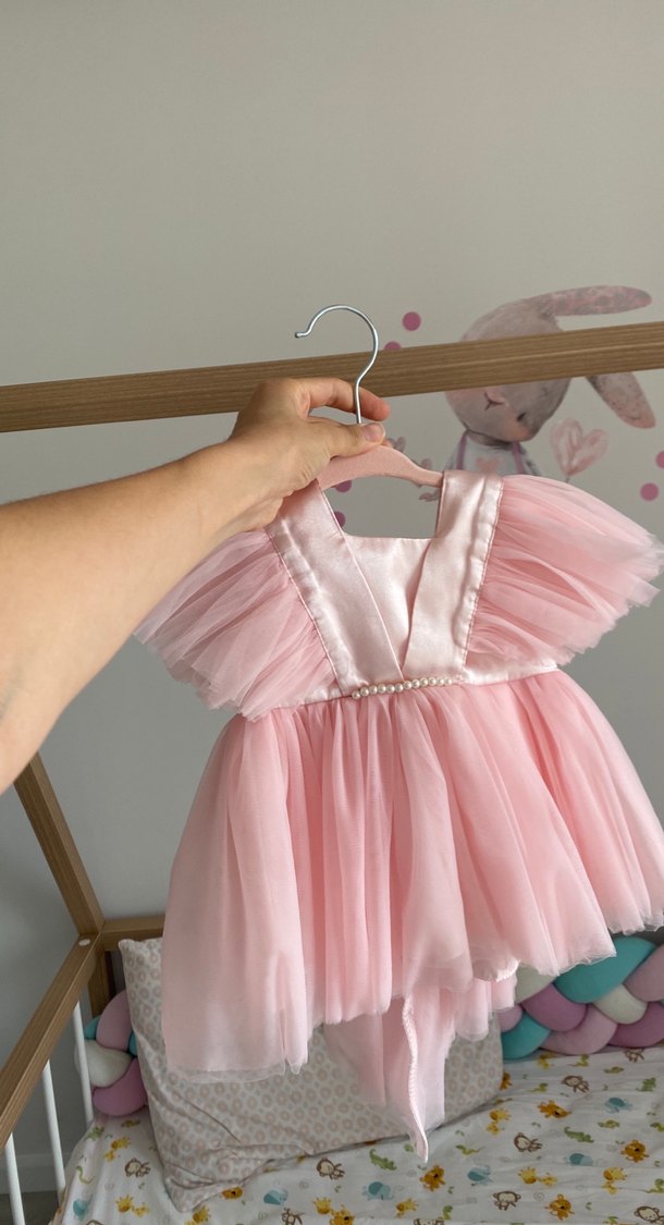 Pembe Tüllü Bebek Elbisesi ve Taç - Görsel 2