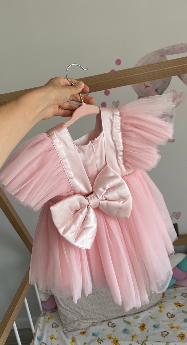 Pembe Tüllü Bebek Elbisesi ve Taç - Görsel 3