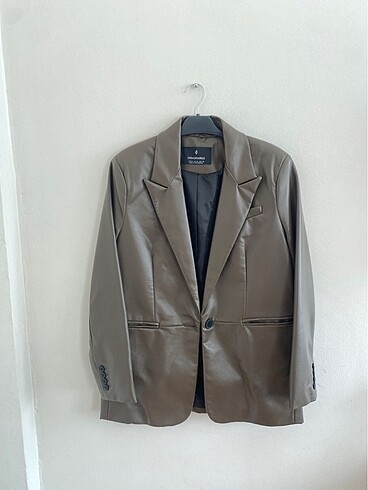 ACI KAHVE DERİ BLAZER CEKET