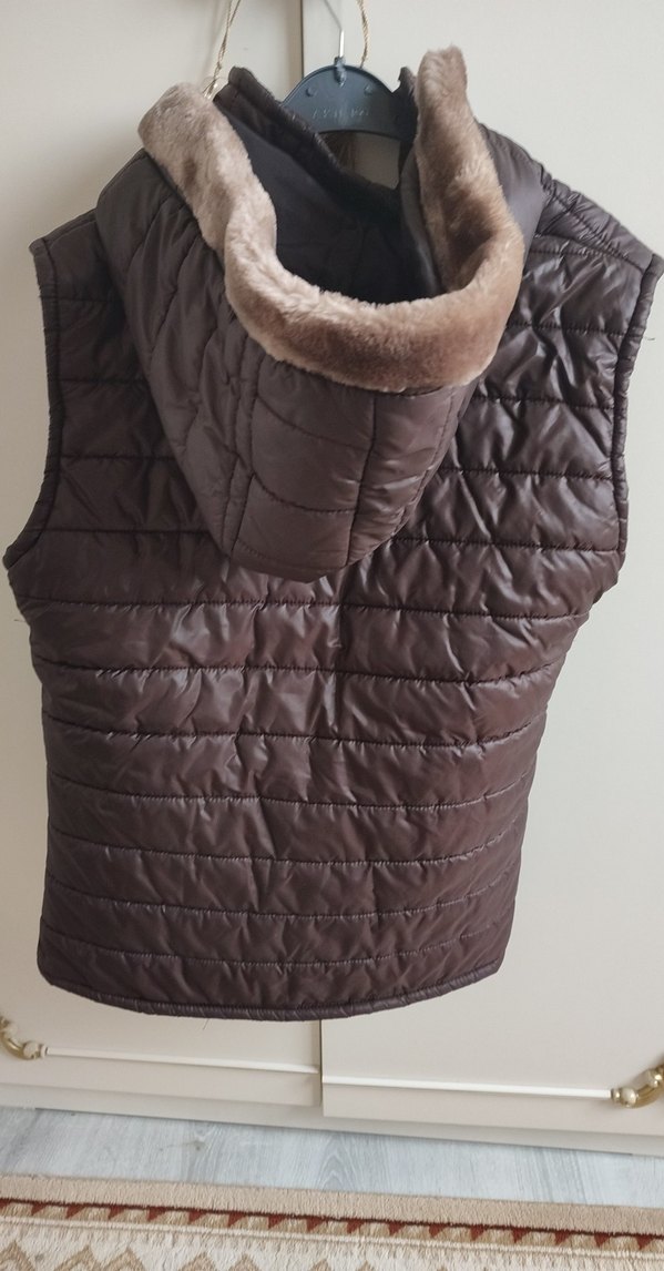 Kahverengi Deri Erkek Yelek Fermuarlı - Görsel 2