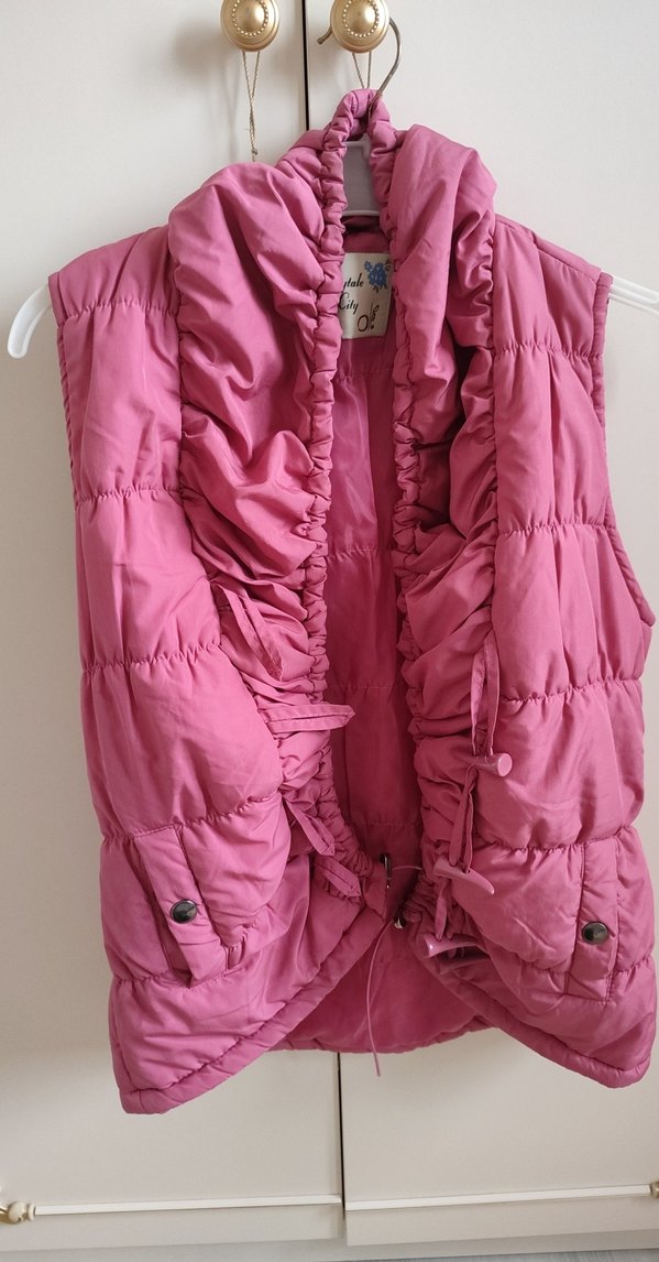 Düğmeli Pembe yelek - Görsel 2