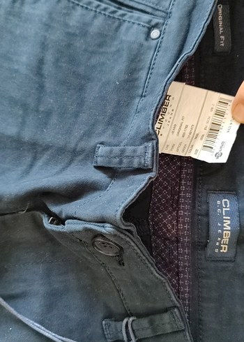Erkek Lacivert Kemerli Denim Pantolon - Görsel 2