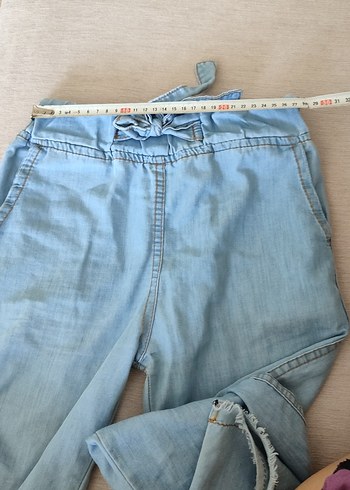 10 Yaş Beden mavi Renk Normal Kesim Midi Boy Mavi Kot Pantolon