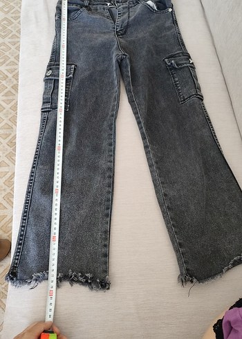 Gri Kadın Bol Kesim Midi Kot Pantolon