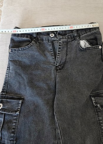 10 Yaş Beden Gri Kadın Bol Kesim Midi Kot Pantolon
