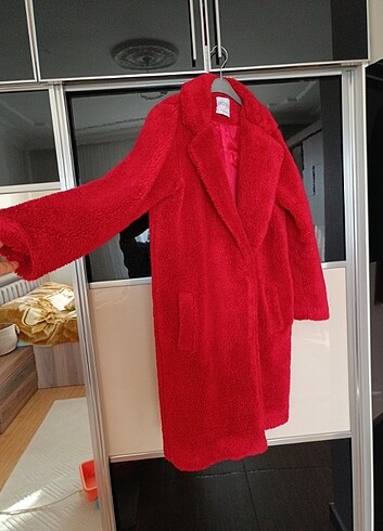 s Beden kırmızı Renk Peluş kaban