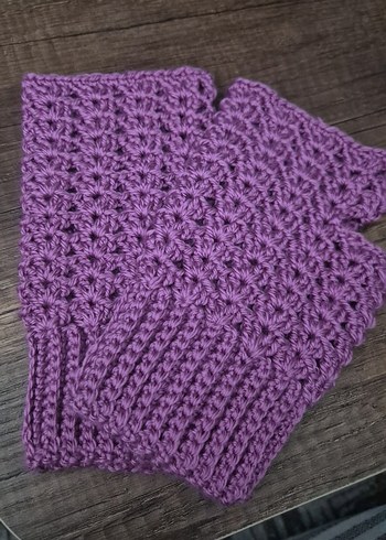 Mor Örgü Kadın Eldiveni - Görsel 2