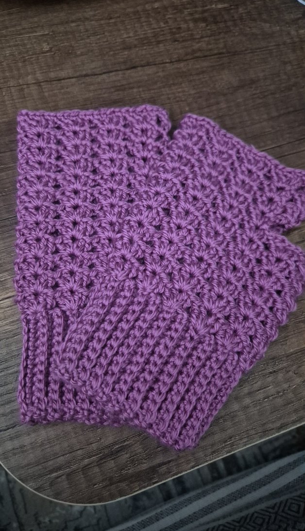 Mor Örgü Kadın Eldiveni - Görsel 2