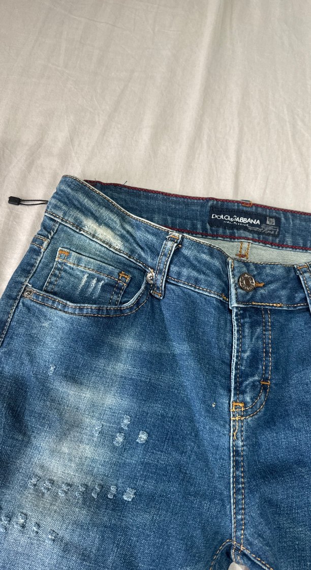 Mavi Düğmeli Bol Kesim Denim Kadın Pantolon - Görsel 2