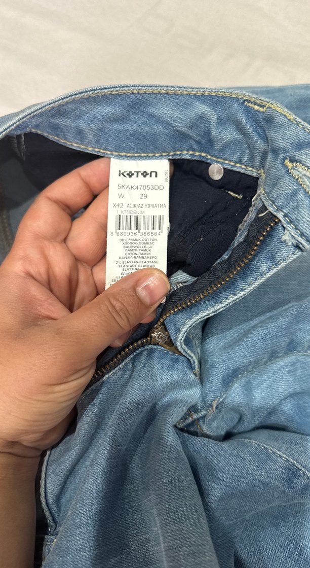 Gri Mavi Kadın Dar Kesim Kot Pantolon - Görsel 3