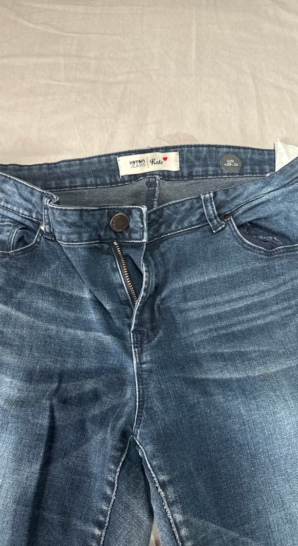 Gri Lacivert Kadın Denim Bol Kesim Pantolon - Görsel 2