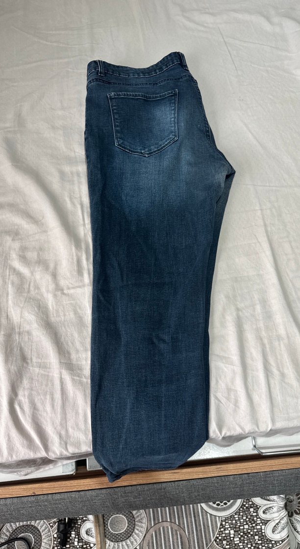 Gri Lacivert Kadın Denim Bol Kesim Pantolon - Görsel 4