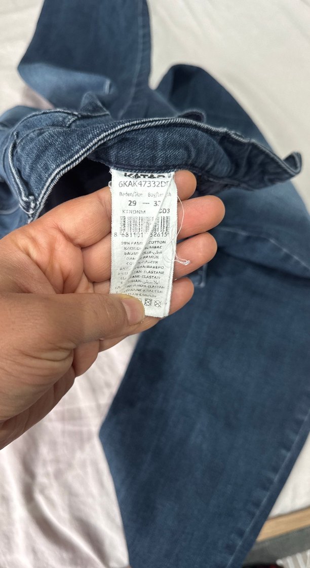 Gri Lacivert Kadın Denim Bol Kesim Pantolon - Görsel 3