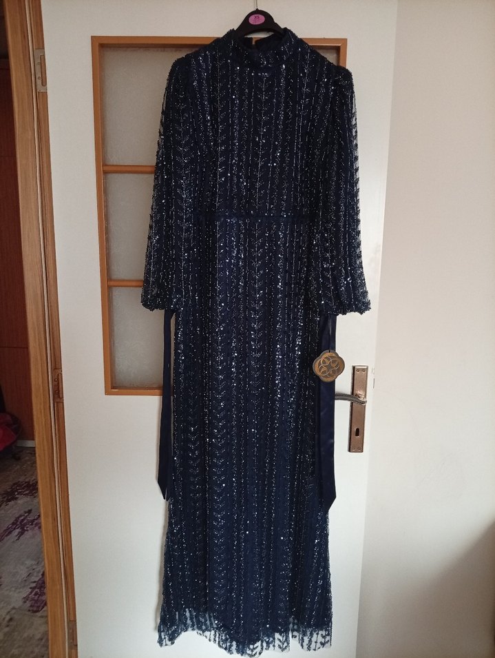 hic giyilmesi   Lacivert Nakışlı Bohem Kadın Elbise - Görsel 3