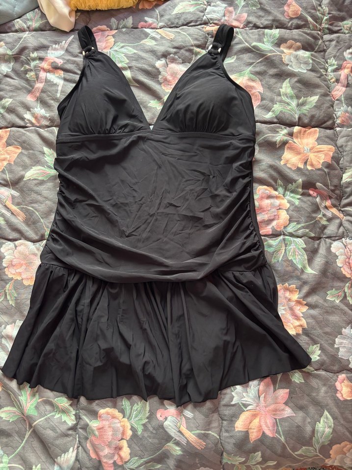 Drapeli Siyah Midi Kadın Mayo penti 46 beden - Görsel 2