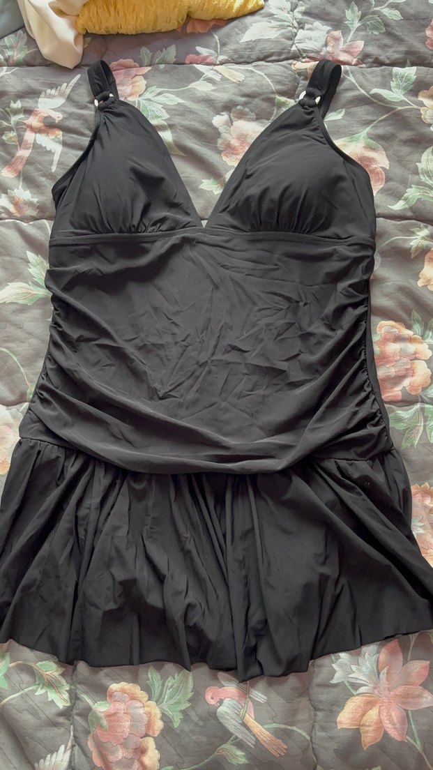 Drapeli Siyah Midi Kadın Mayo penti 46 beden - Görsel 3