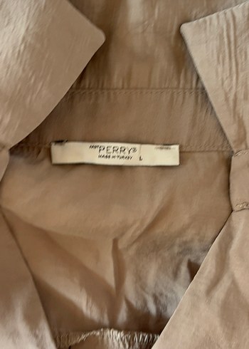 Fred Perry Düğmeli Bej Keten Kadın Gömlek