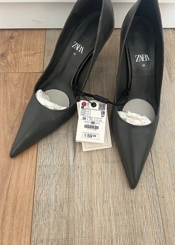 Zara gri Deri Stiletto Topuklu Kadın Ayakkabı