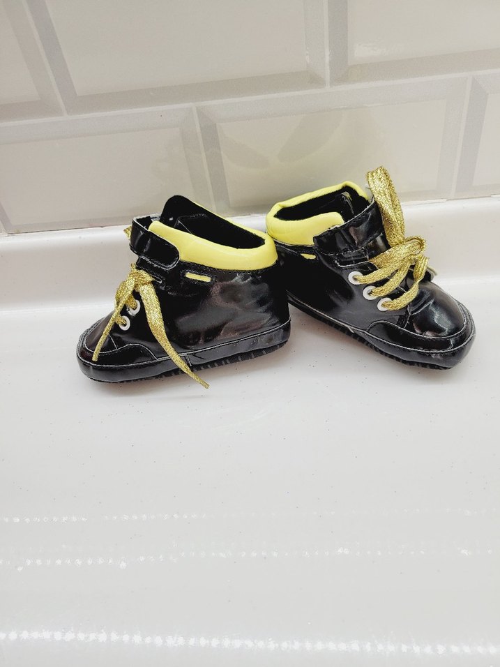 Sarı Kanat Nakışlı  Bebek İlk Adım Ayakkabısı - Görsel 3