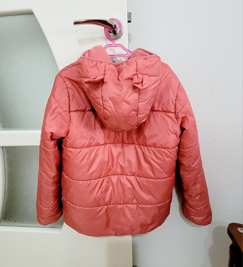 9-10 yaş Pembe Kapüşonlu  Mont - Görsel 3