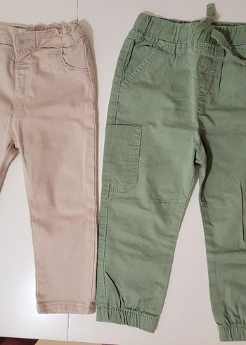 yeşil +Bej Erkek Çocuk Pamuk Pantolon - Görsel 2