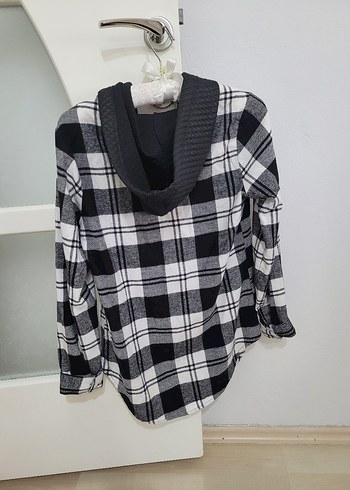 Gri Ekose Fermuarlı Rahat Kesim Kadın Gömlek s beden sıfır - Görsel 2