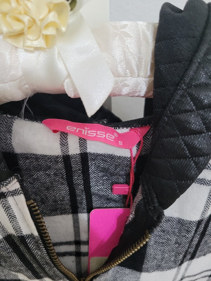 Gri Ekose Fermuarlı Rahat Kesim Kadın Gömlek s beden sıfır - Görsel 3