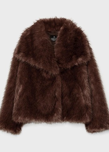 Stradivarius Kahverengi Kadın Kürk - Görsel 2